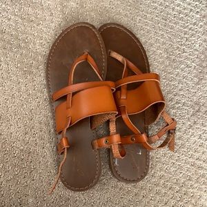 Brown leather strappy sandals